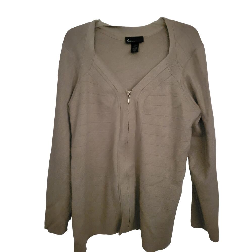 Lane Bryant Gold Lame Size 22/24 Zip Up Cardigan Sweater 42%‎ Cotton 23% Viscose